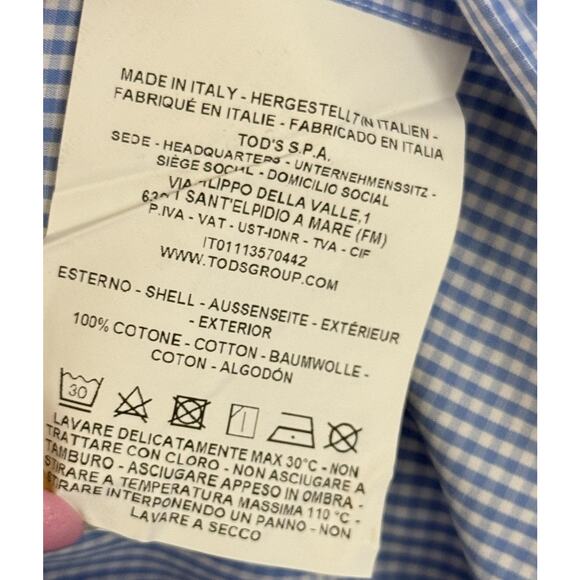 Tod's Made In Italy Shirt Men’s 42/16.5 Plaid Button Up Long Sleeve Designer - Picture 6 of 12